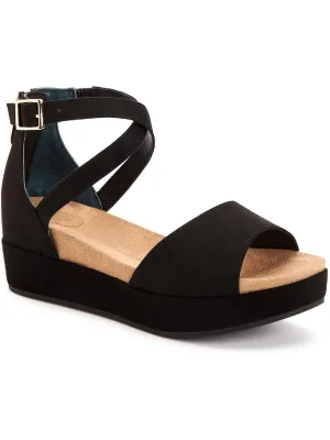 Ellenaa Womens Memory Foam Ankle Strap Wedge Sandals