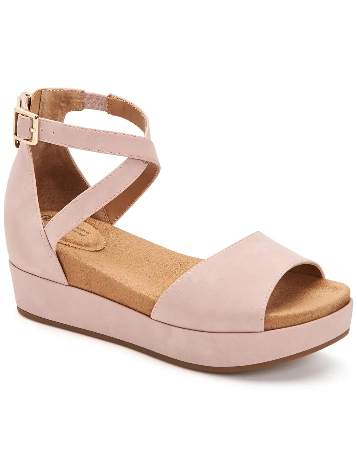 Ellenaa Womens Memory Foam Ankle Strap Wedge Sandals