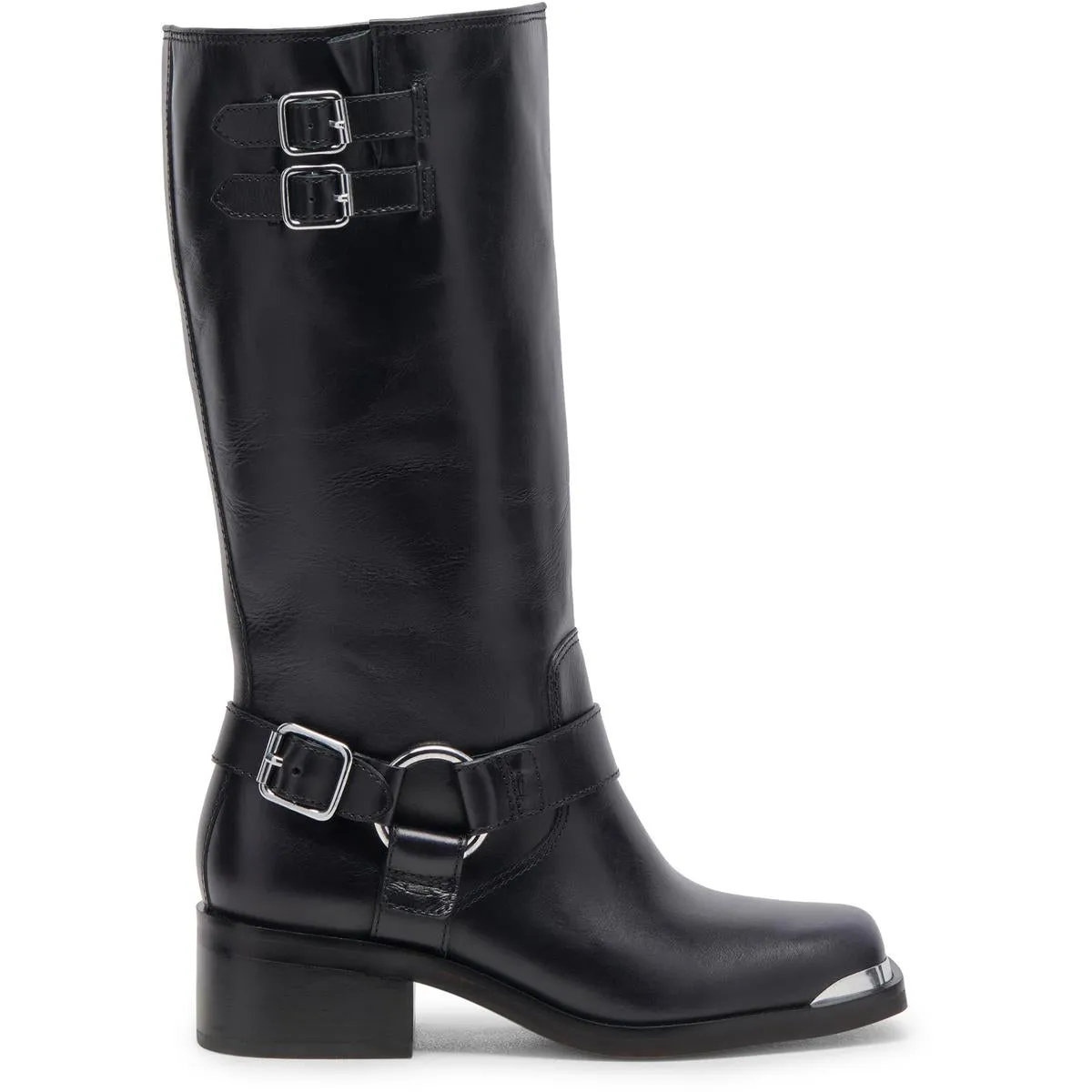 Evi Womens Leather Square Toe Mid-Calf Boots