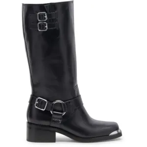 Evi Womens Leather Square Toe Mid-Calf Boots