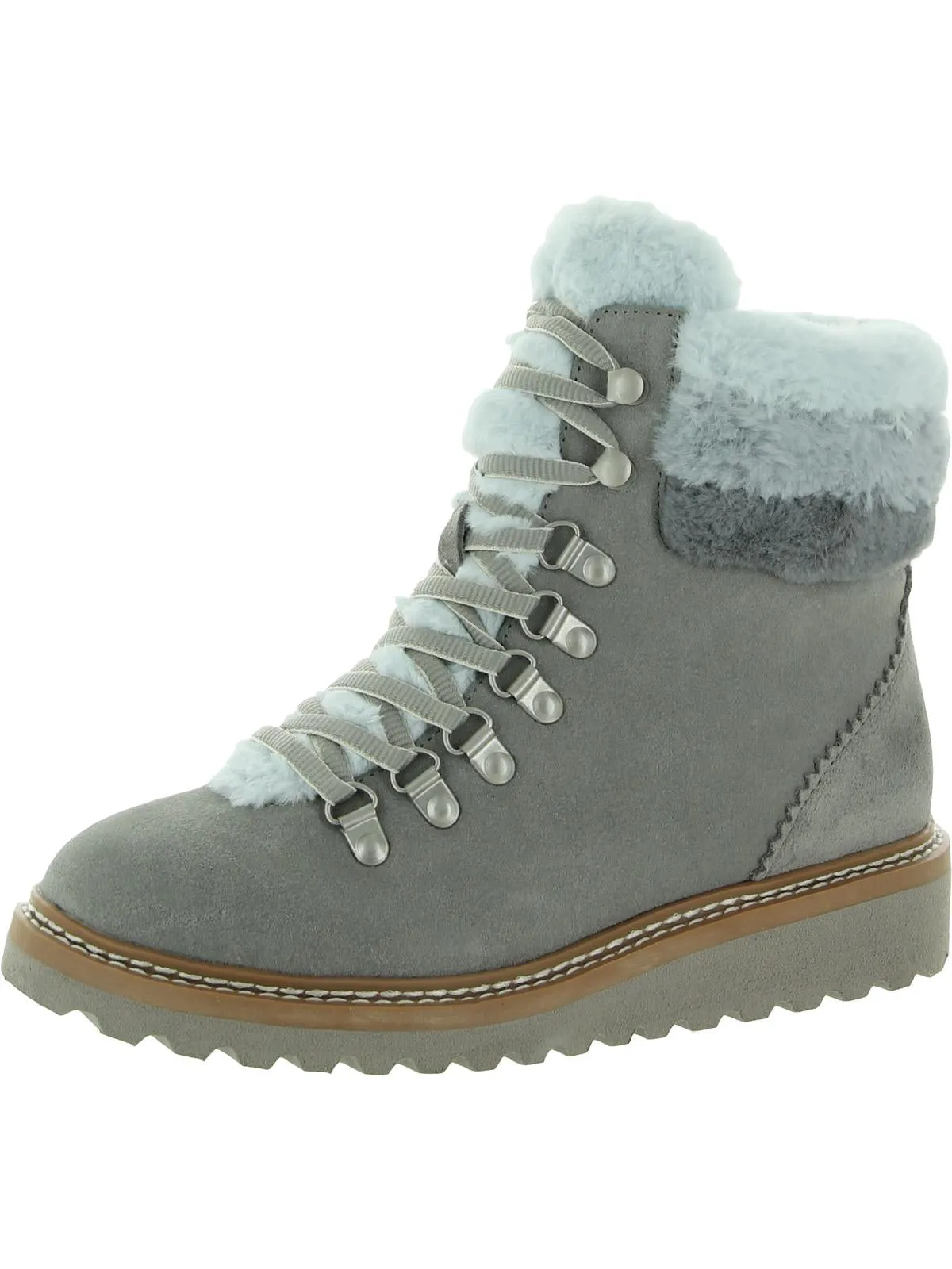 Evita Womens Suede Faux Fur Hiking Boots