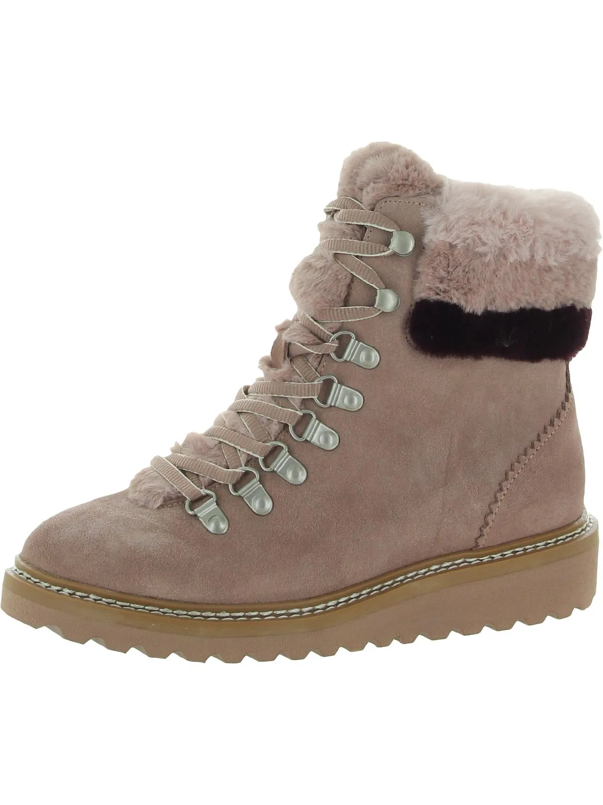 Evita Womens Suede Faux Fur Hiking Boots