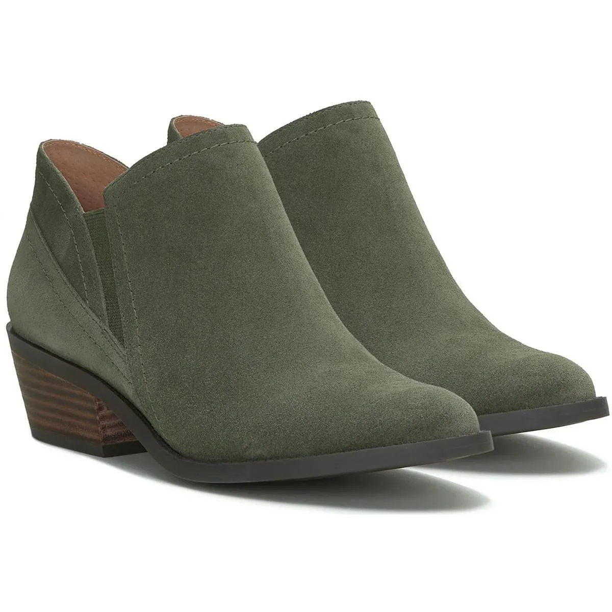FIONAN Womens Leather Stacked Heel Chelsea Boots
