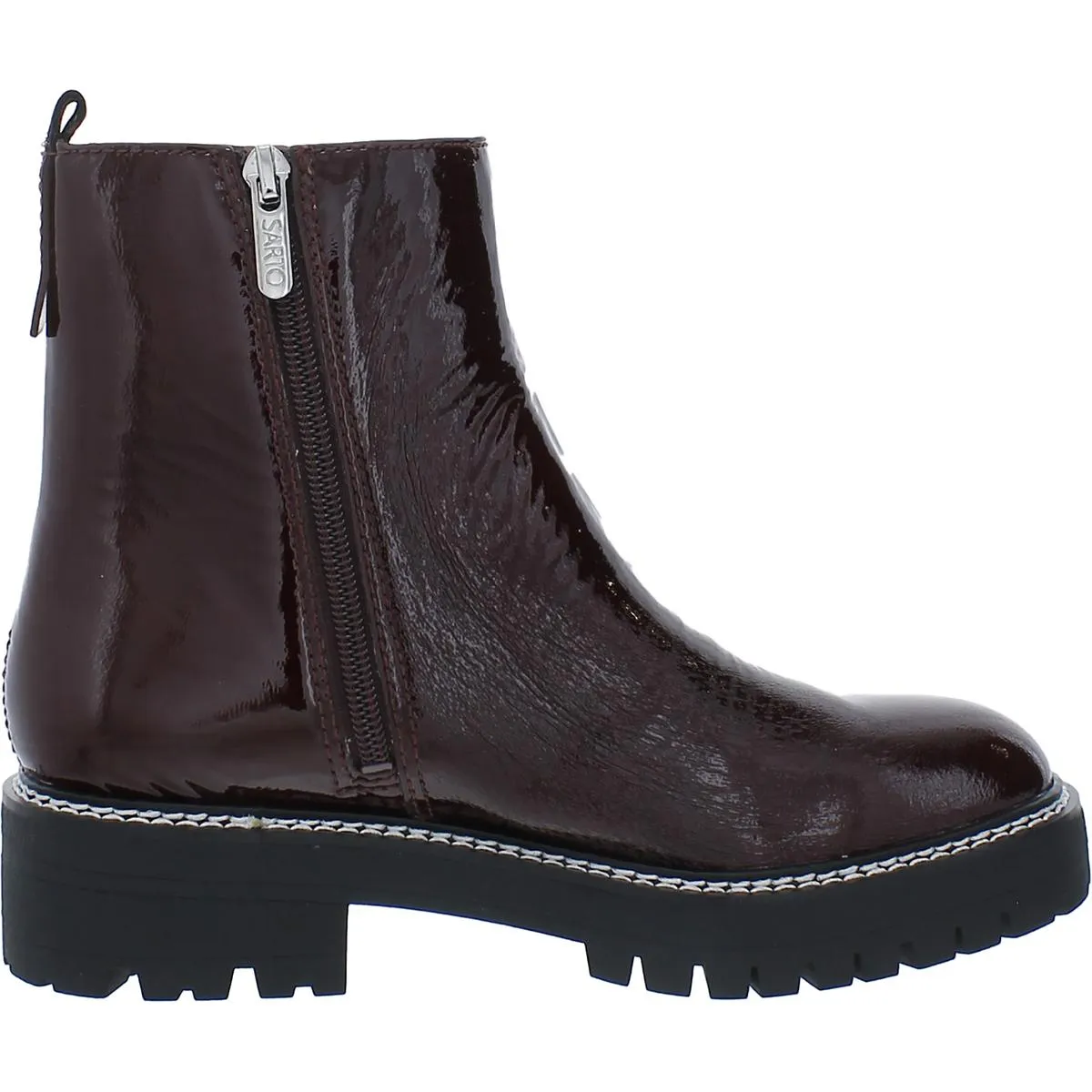Freda Womens Patent Lug Sole Ankle Boots