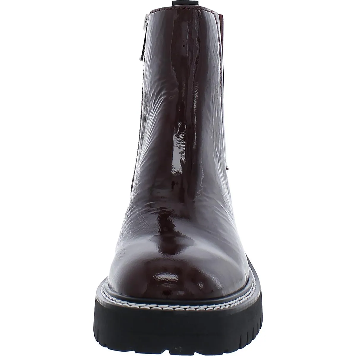 Freda Womens Patent Lug Sole Ankle Boots