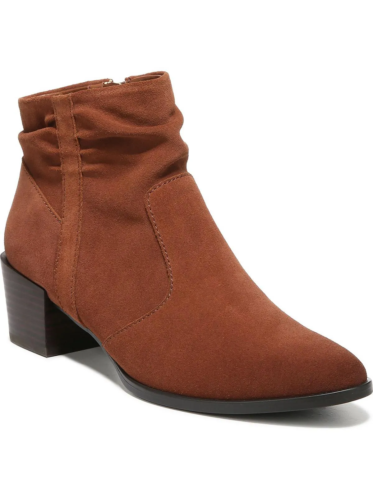Gina Womens Leather Block Heel Ankle Boots