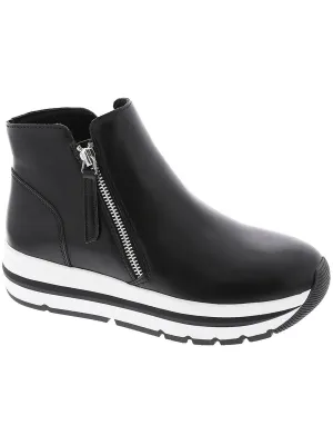 Glided Womens Leather Flatform Ankle Boots