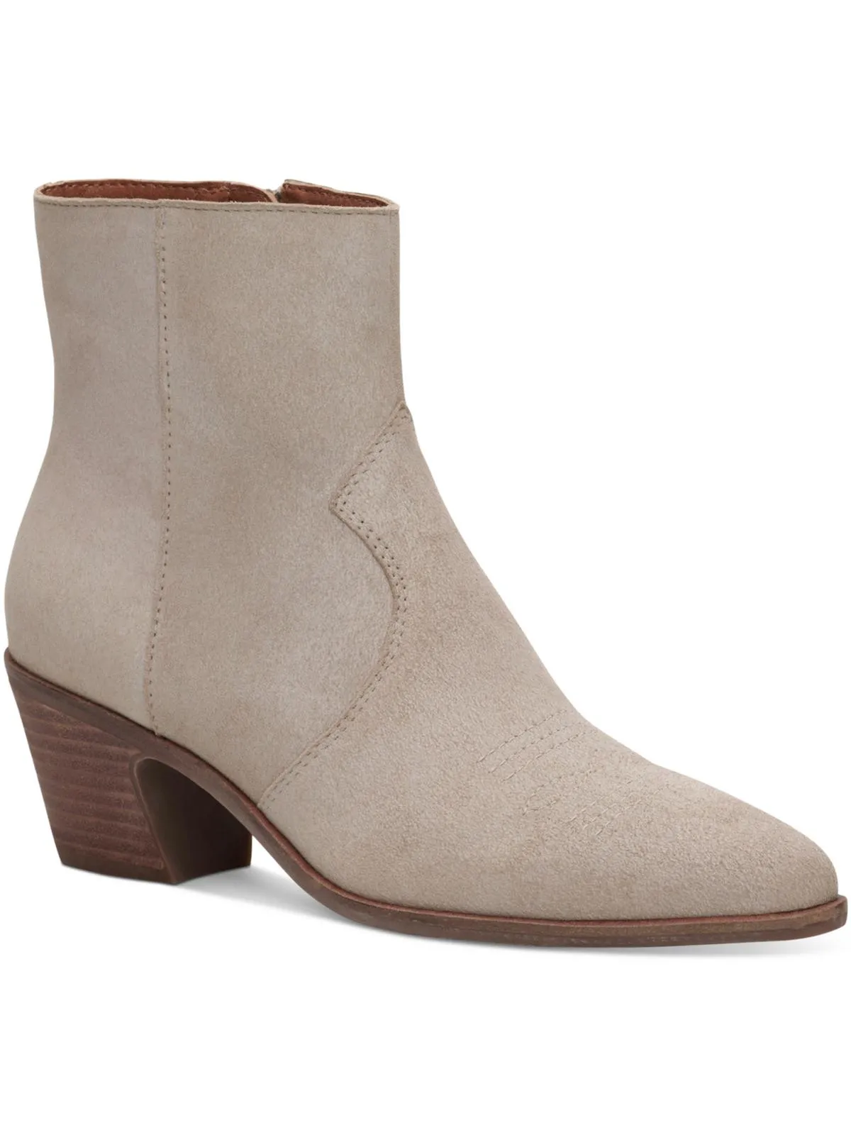 GODDIY Womens Faux Suede Zipper Ankle Boots