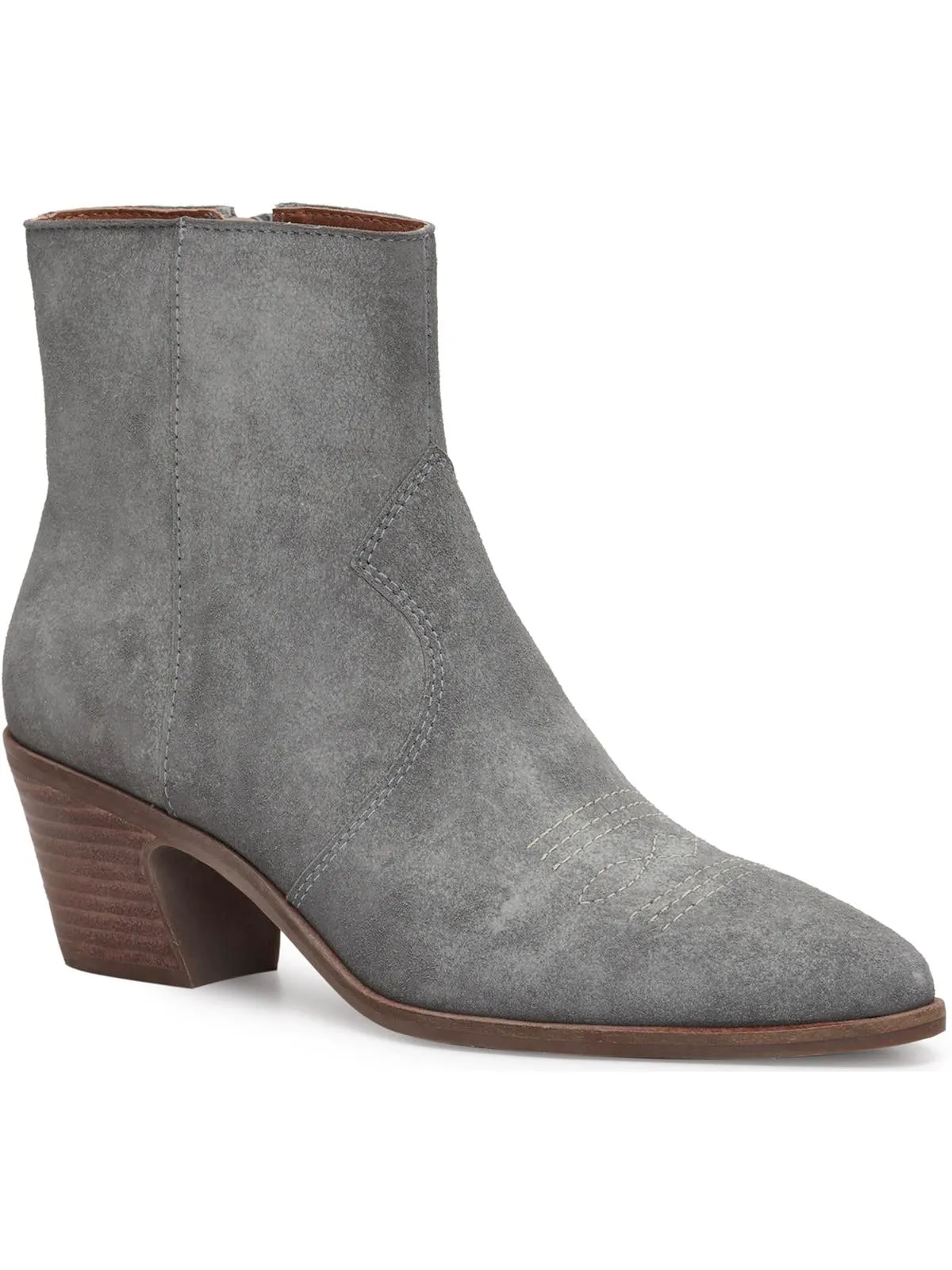 GODDIY Womens Faux Suede Zipper Ankle Boots