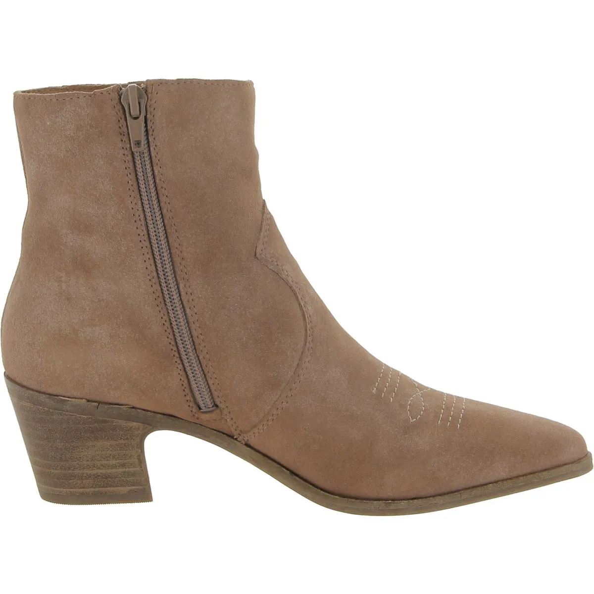 GODDIY Womens Faux Suede Zipper Ankle Boots