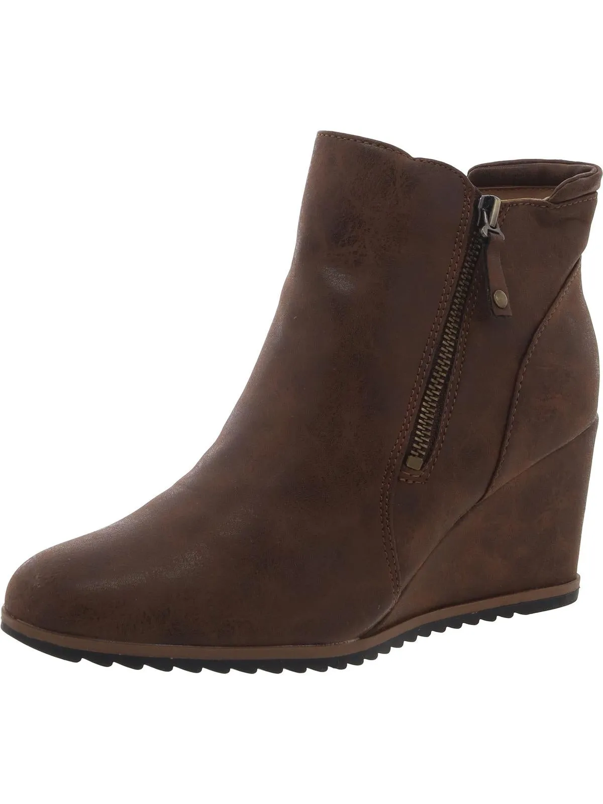 Haley Womens Zipper Ankle Wedge Boots