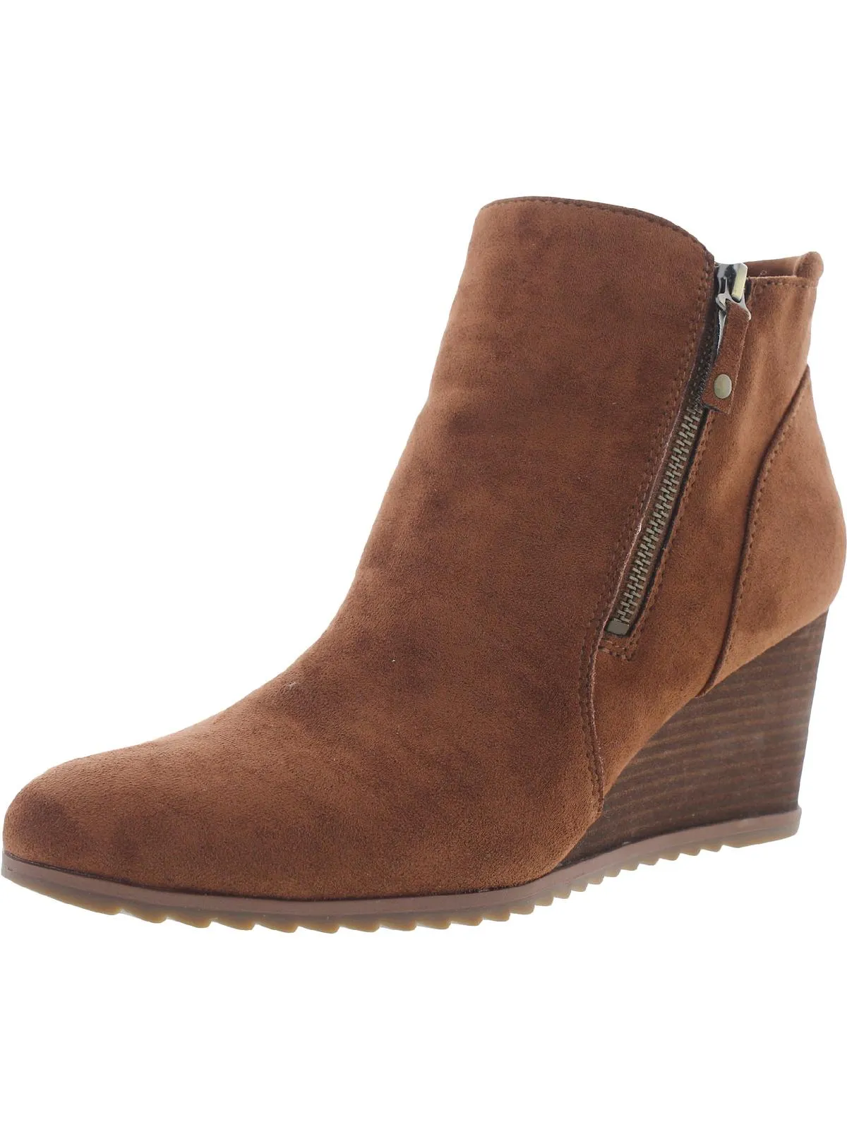 Haley Womens Zipper Ankle Wedge Boots