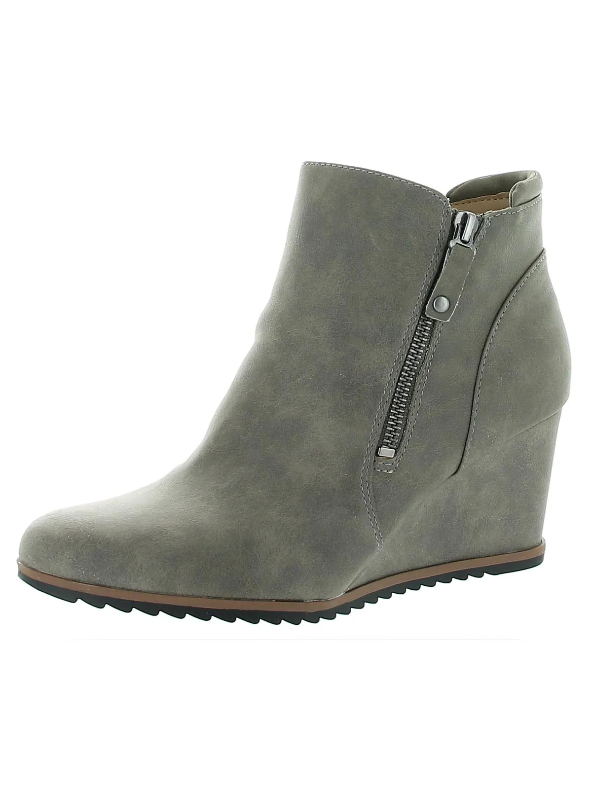 Haley Womens Zipper Ankle Wedge Boots