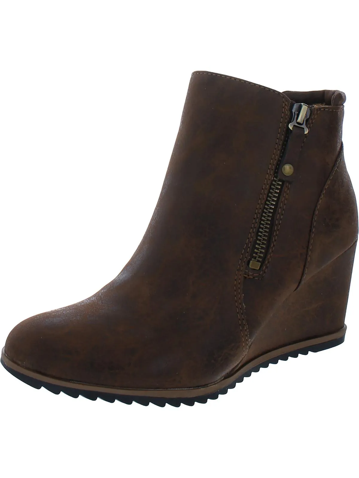 Haley Womens Zipper Ankle Wedge Boots