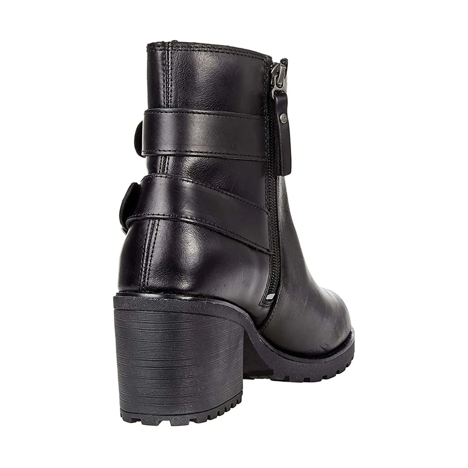 Harley Davidson Lalanne Double Strap Full Grain Leather Women's Block Heel Ankle Boots