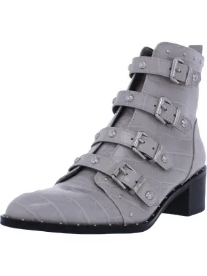 Haven Womens Faux Leather Studded Ankle Boots
