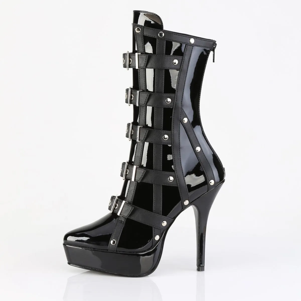 INDULGE-1038 Black Pat Ankle Boots