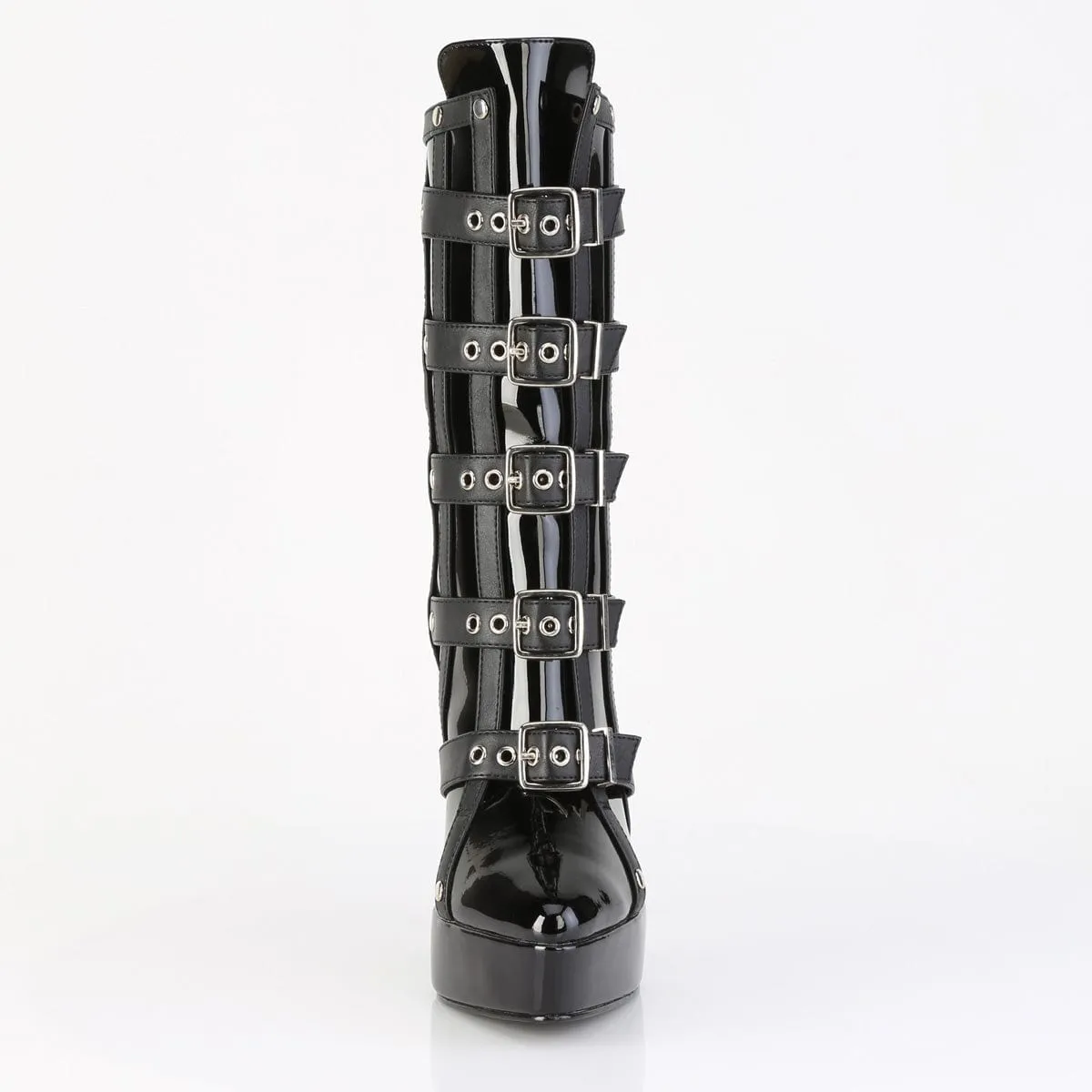 INDULGE-1038 Black Pat Ankle Boots