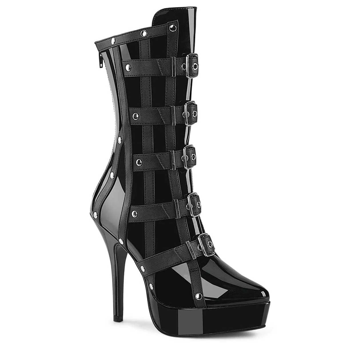 INDULGE-1038 Black Pat Ankle Boots
