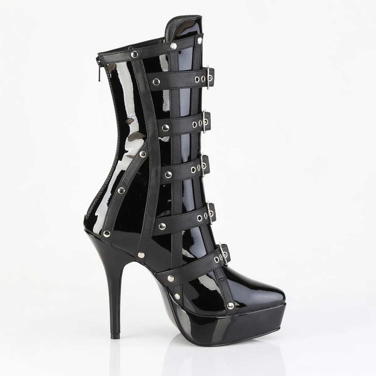 INDULGE-1038 Black Pat Ankle Boots