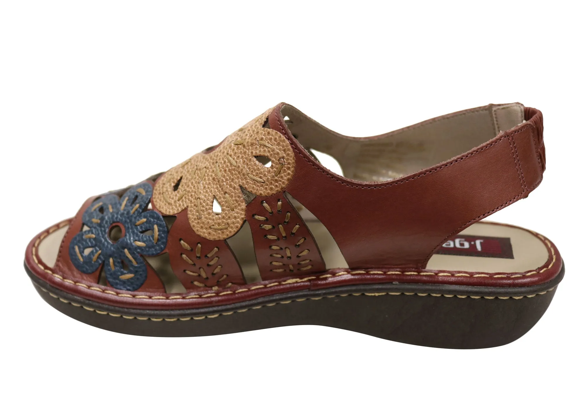 J Gean Orchid Womens Comfortable Leather Sandals Made In Brazil J Gean Shoes