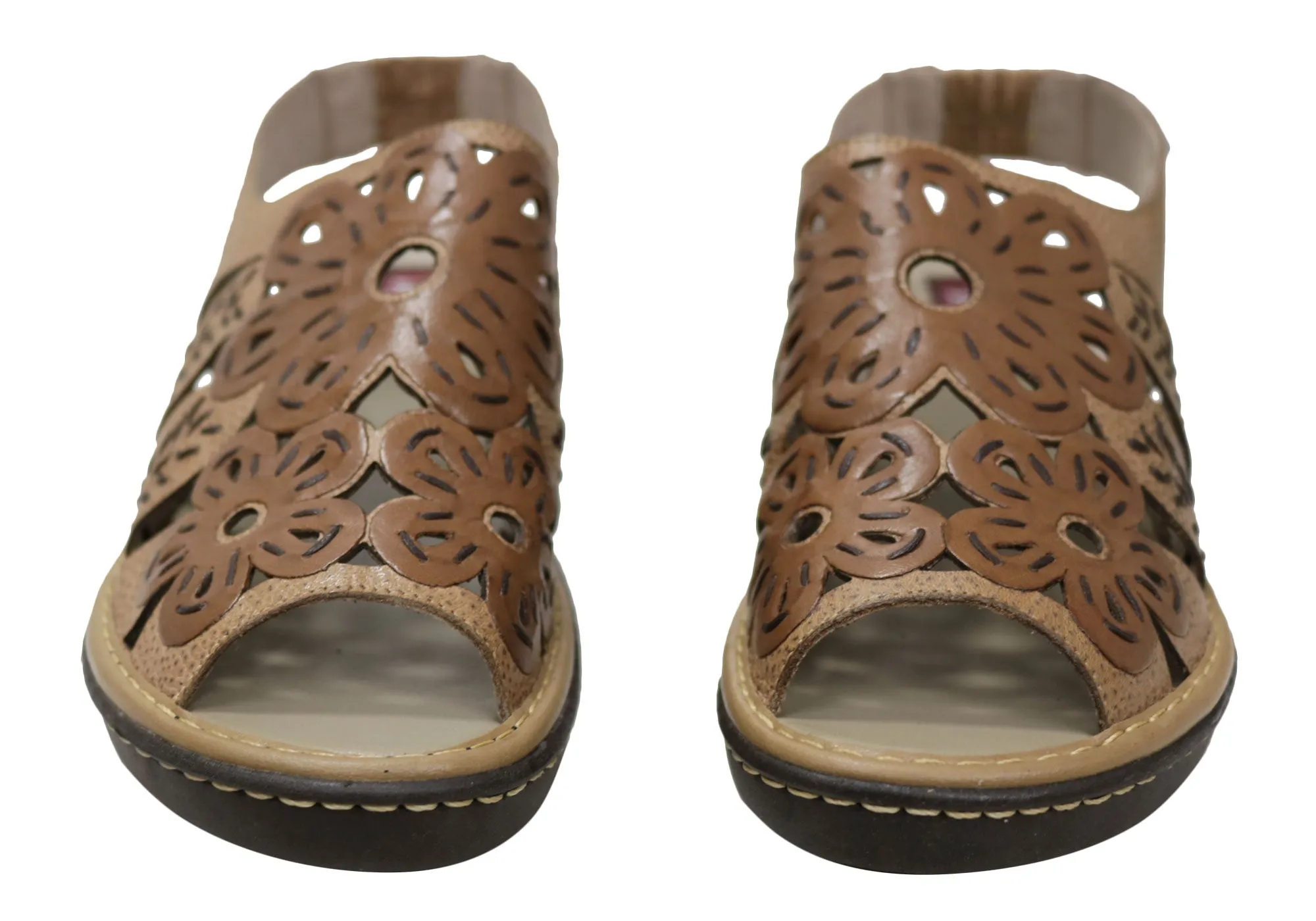 J Gean Orchid Womens Comfortable Leather Sandals Made In Brazil J Gean Shoes