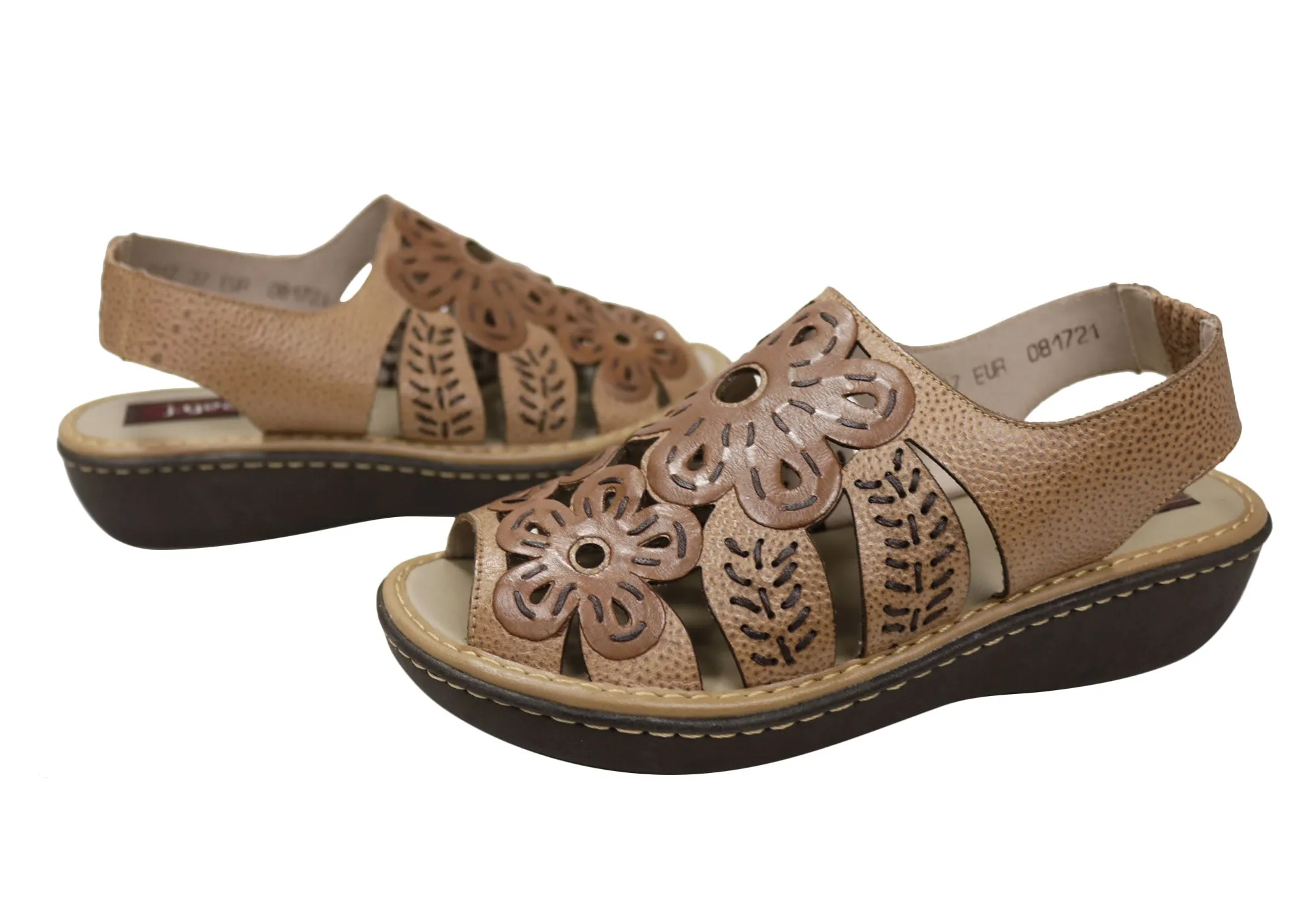 J Gean Orchid Womens Comfortable Leather Sandals Made In Brazil J Gean Shoes