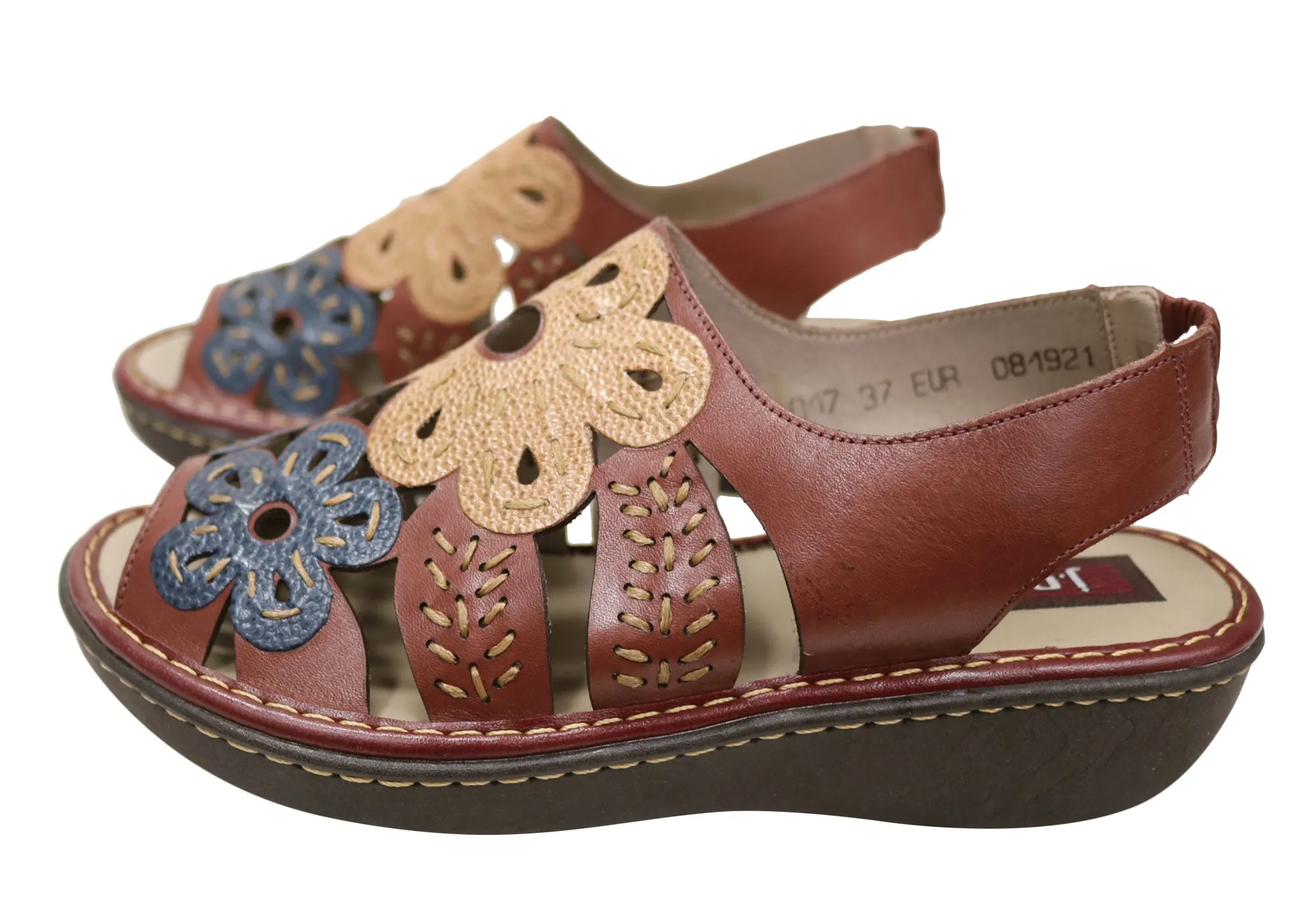 J Gean Orchid Womens Comfortable Leather Sandals Made In Brazil J Gean Shoes