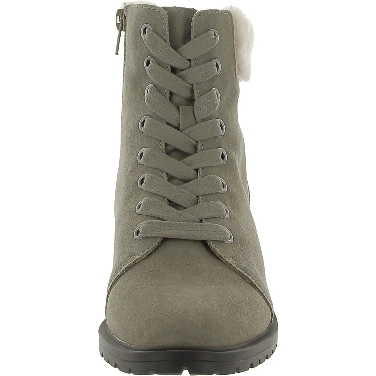 Jacenia Womens Suede Stacked Heel Ankle Boots