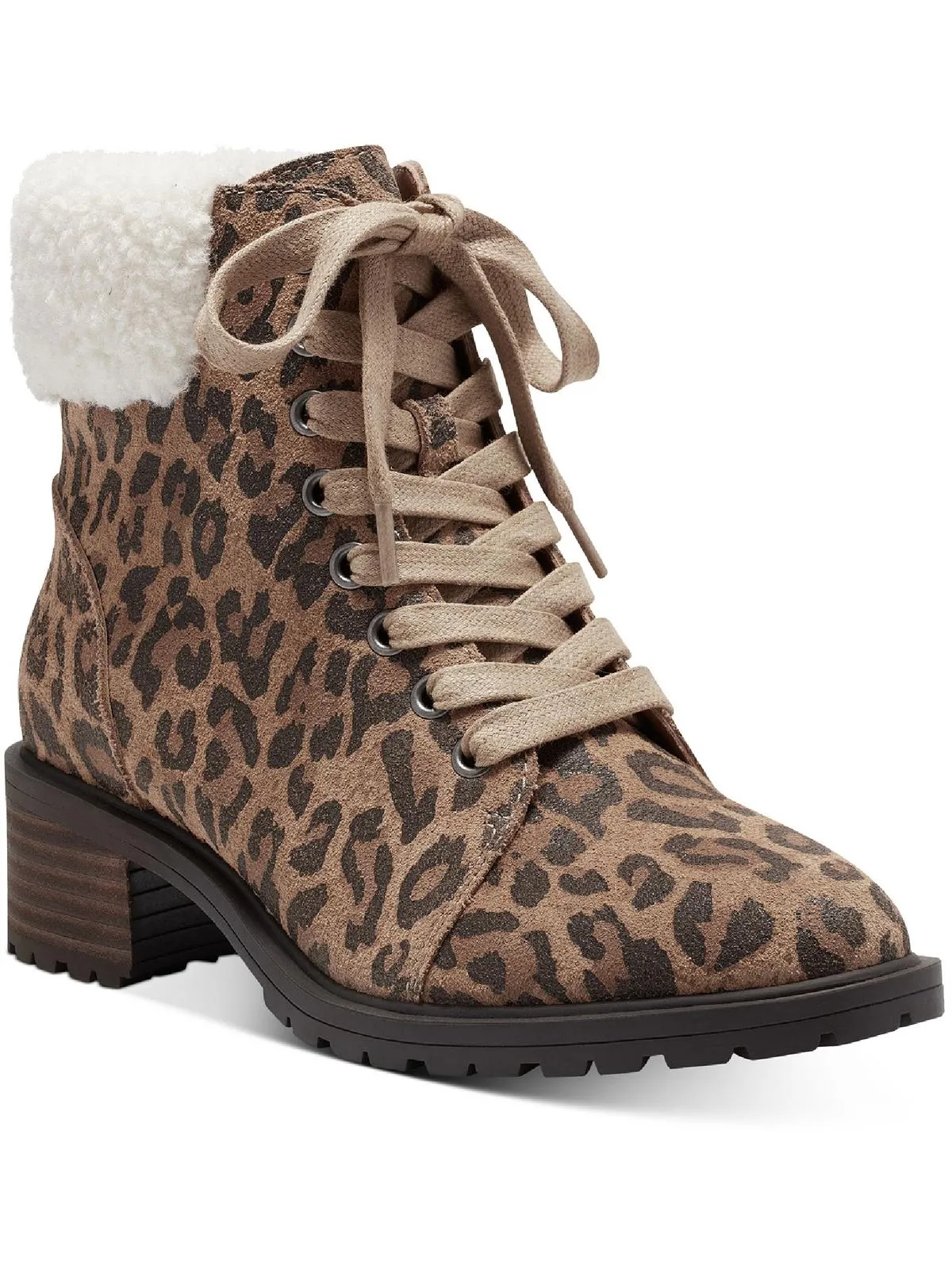 Jacenia Womens Suede Stacked Heel Ankle Boots