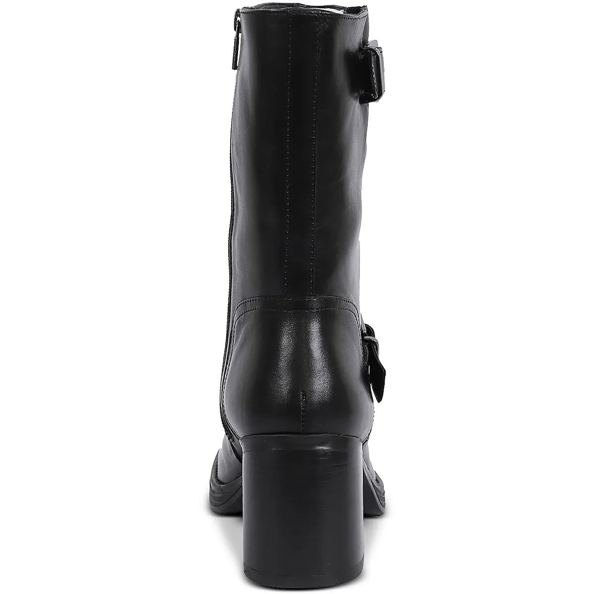 Janice Womens Leather Solid Mid-Calf Boots