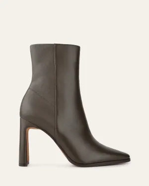 JEMIMA HIGH ANKLE BOOTS DARK OLIVE LEATHER