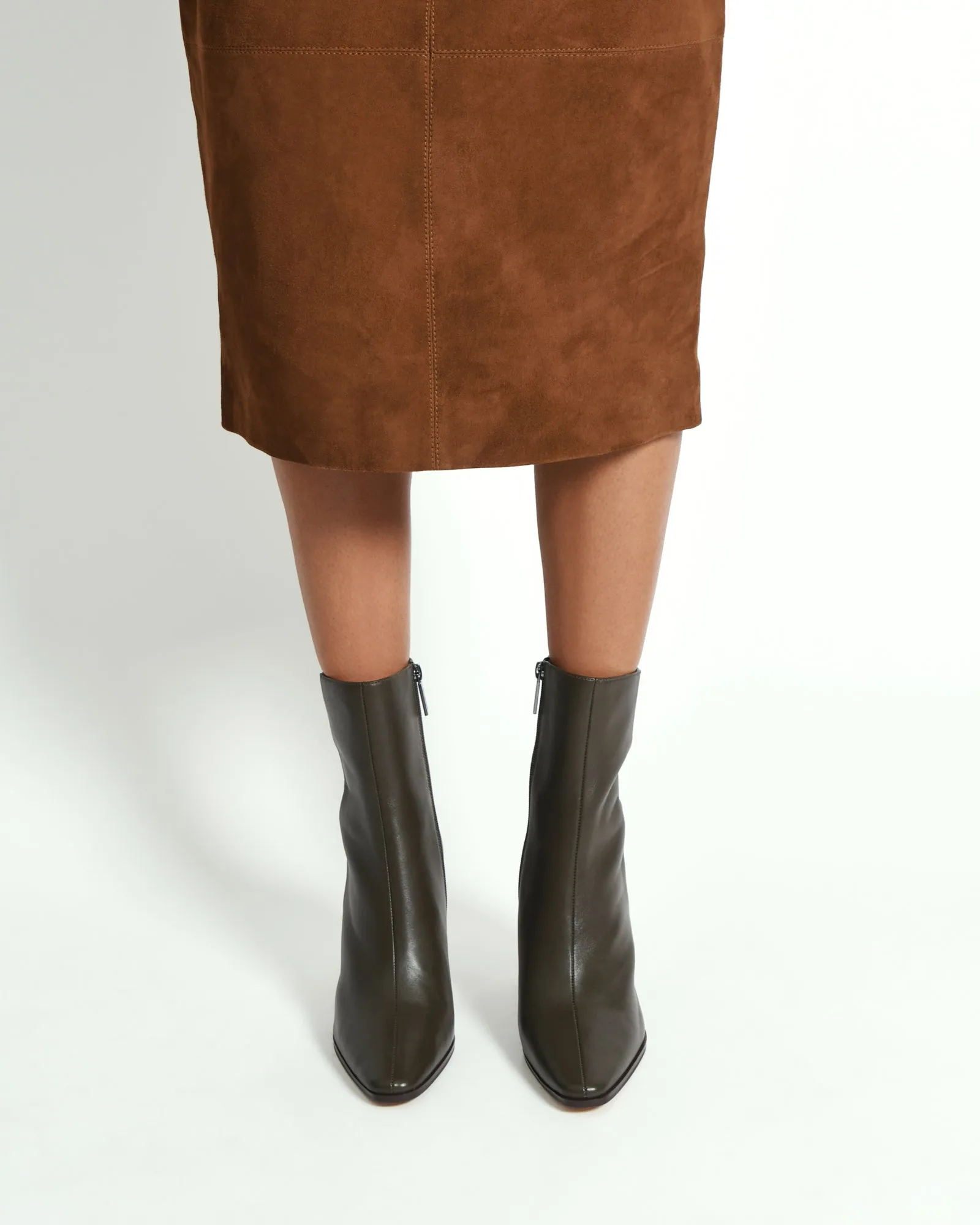 JEMIMA HIGH ANKLE BOOTS DARK OLIVE LEATHER