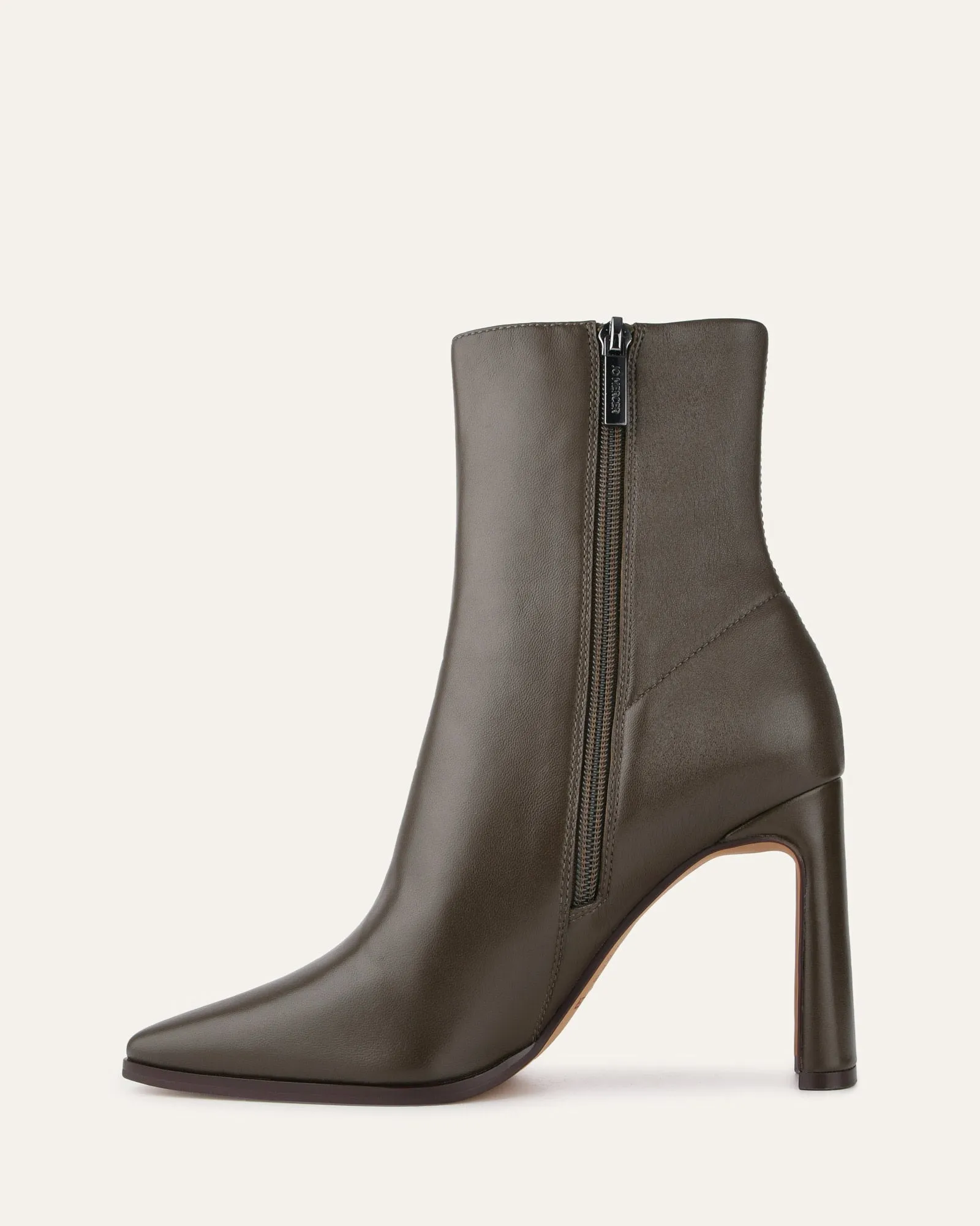 JEMIMA HIGH ANKLE BOOTS DARK OLIVE LEATHER