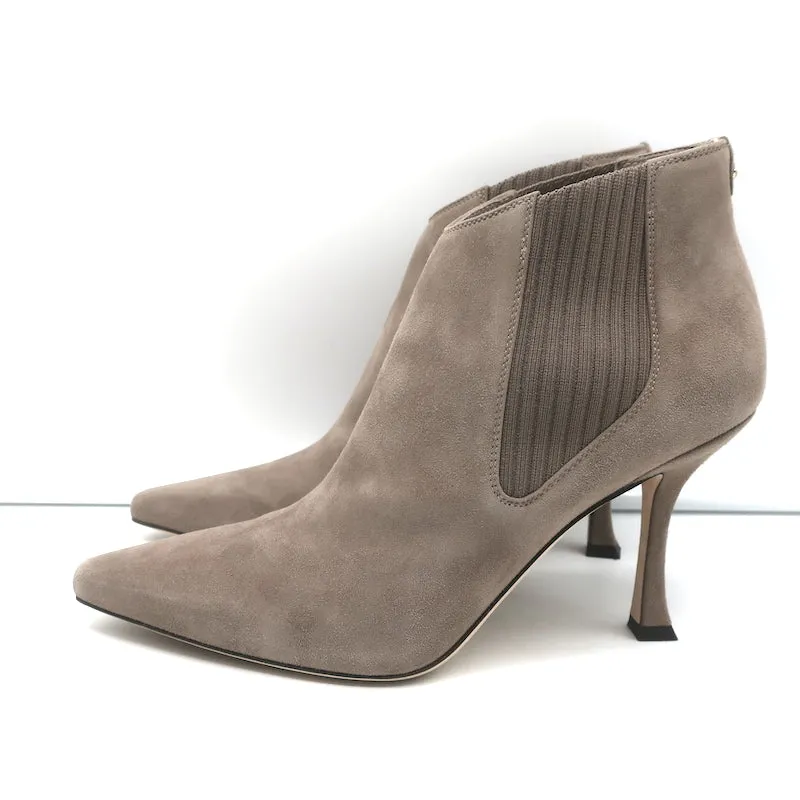 Jimmy Choo Ankle Boots Maiara Taupe Suede Size 39 Pointed Toe Booties