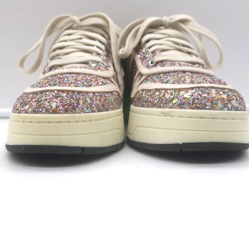 Jimmy Choo Hawaii Glow in the Dark Glitter Low Top Sneakers Pink/White Size 38