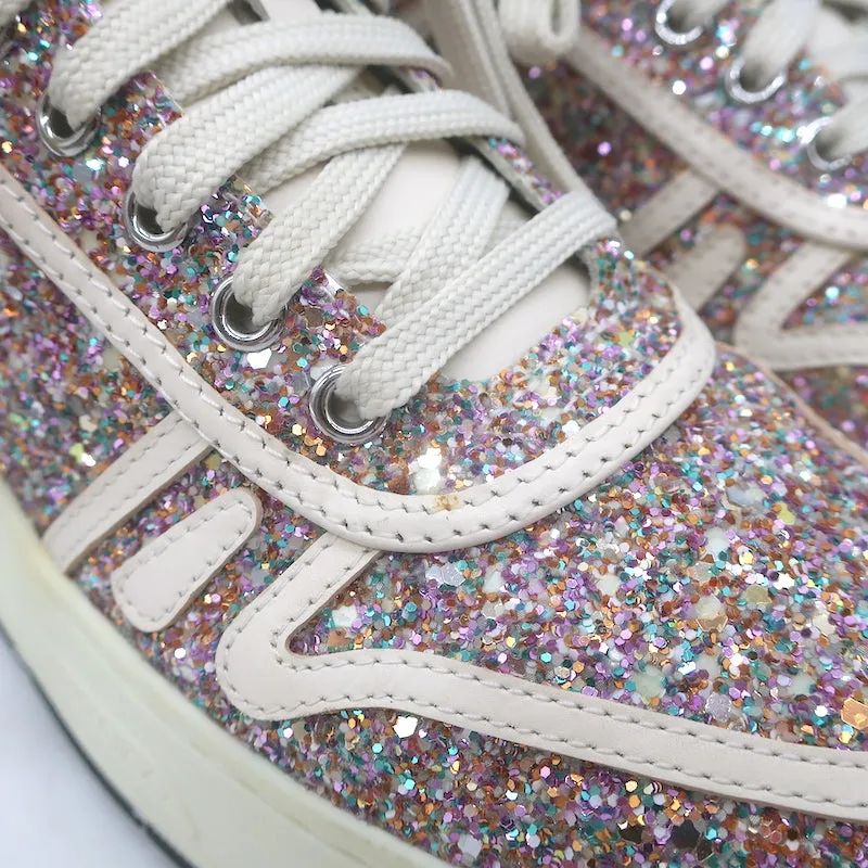 Jimmy Choo Hawaii Glow in the Dark Glitter Low Top Sneakers Pink/White Size 38