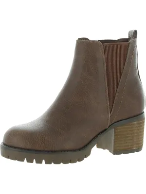 Jody Womens Faux Leather Lug Sole Chelsea Boots