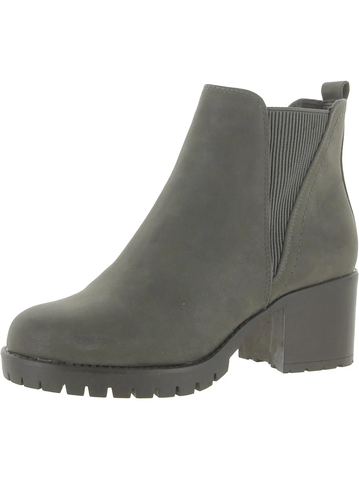 Jody Womens Faux Leather Lug Sole Chelsea Boots