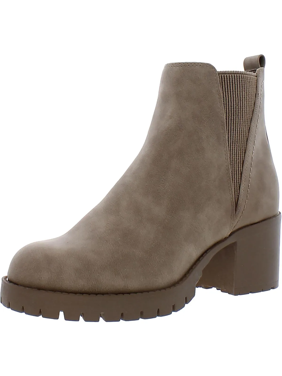 Jody Womens Faux Leather Lug Sole Chelsea Boots