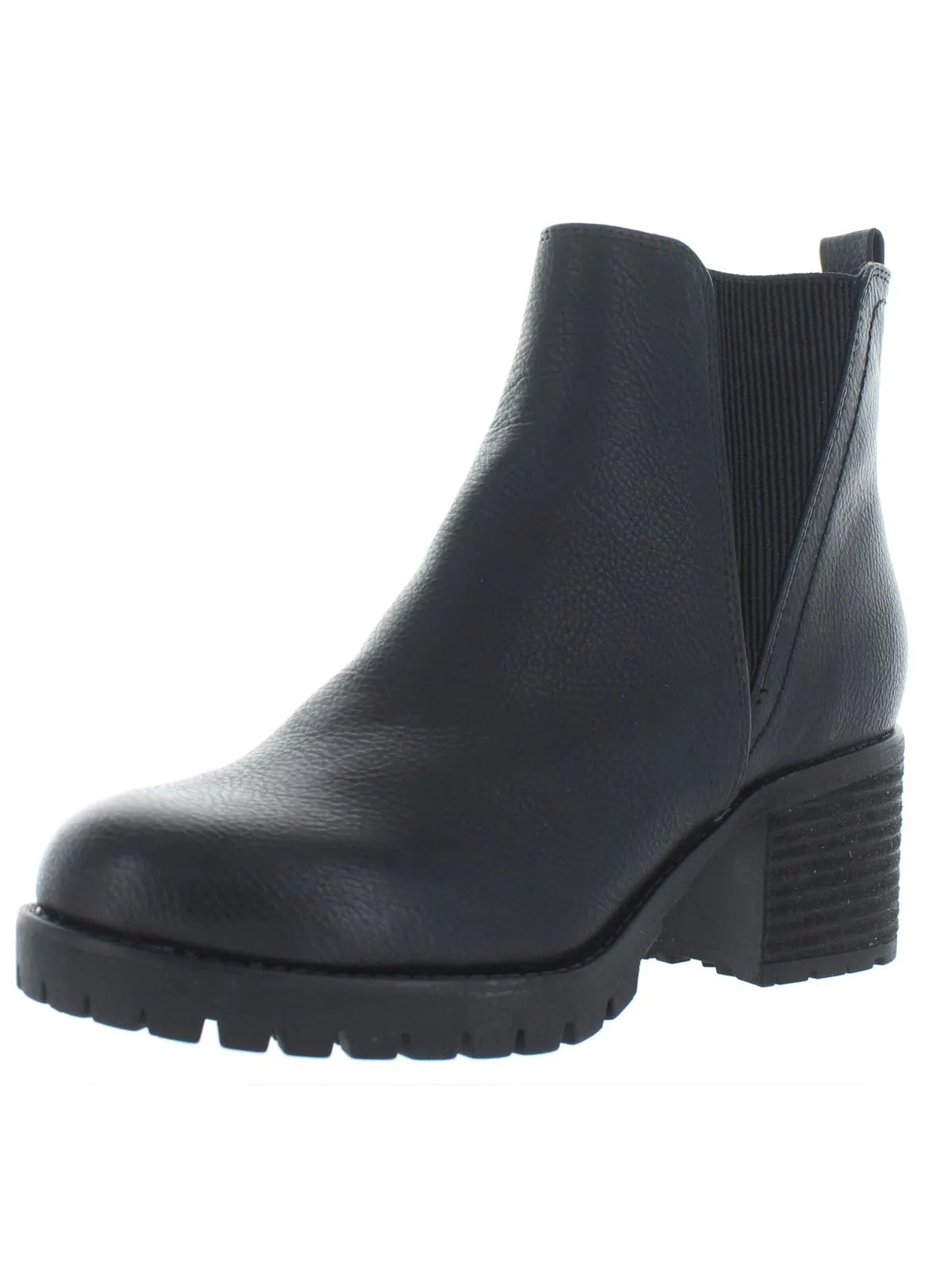 Jody Womens Faux Leather Lug Sole Chelsea Boots