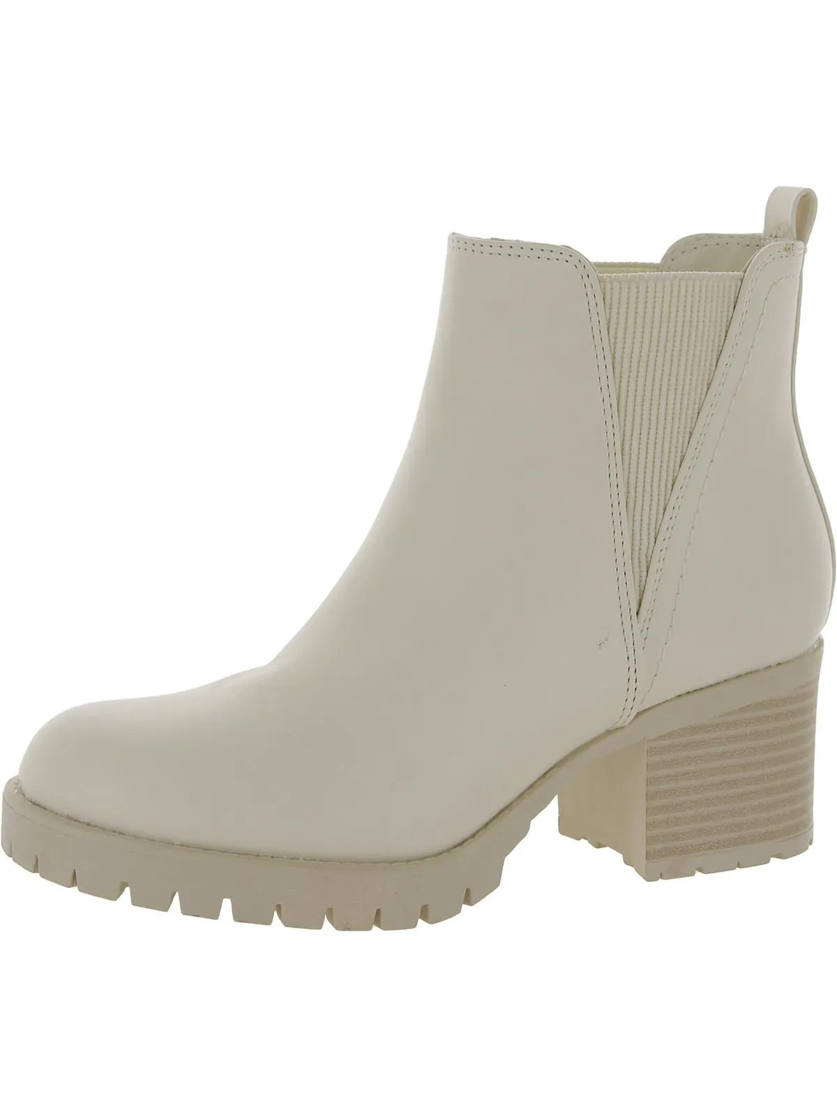 Jody Womens Faux Leather Lug Sole Chelsea Boots