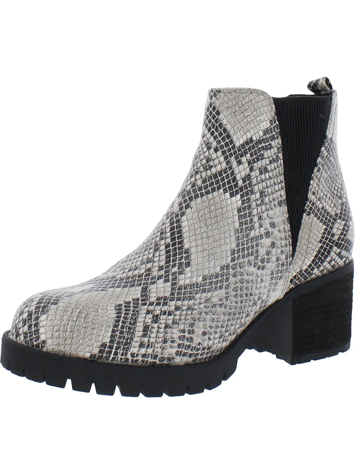 Jody Womens Faux Leather Lug Sole Chelsea Boots