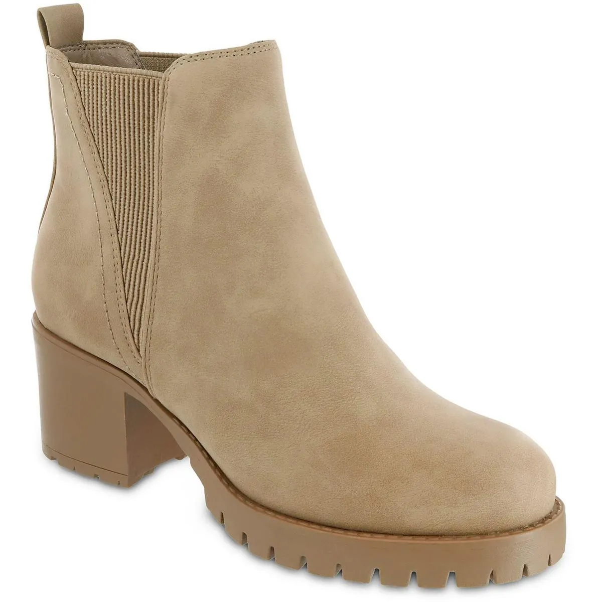 Jody Womens Faux Leather Lug Sole Chelsea Boots