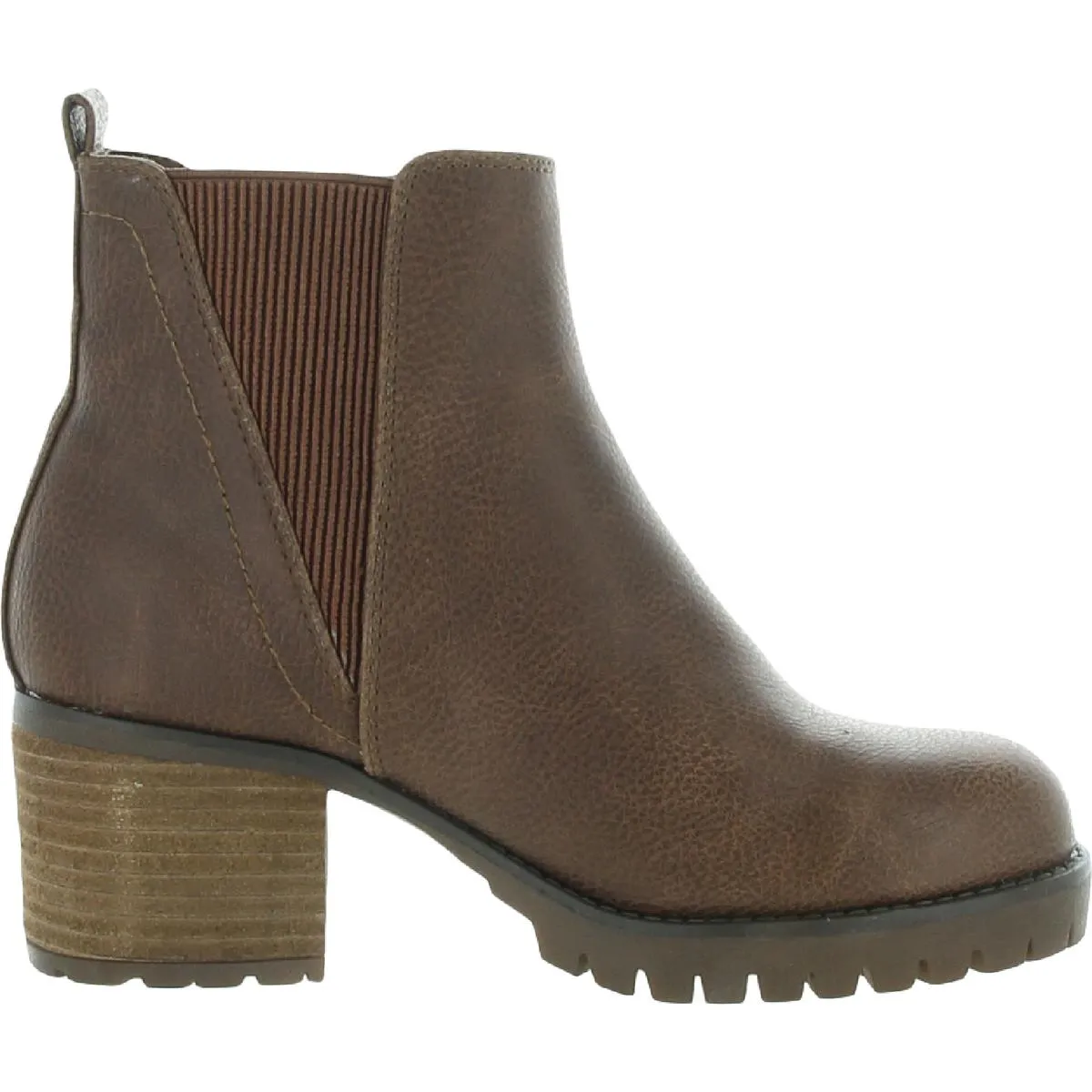 Jody Womens Faux Leather Lug Sole Chelsea Boots