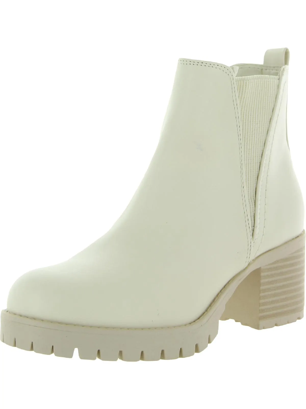 Jody Womens Faux Leather Lug Sole Chelsea Boots