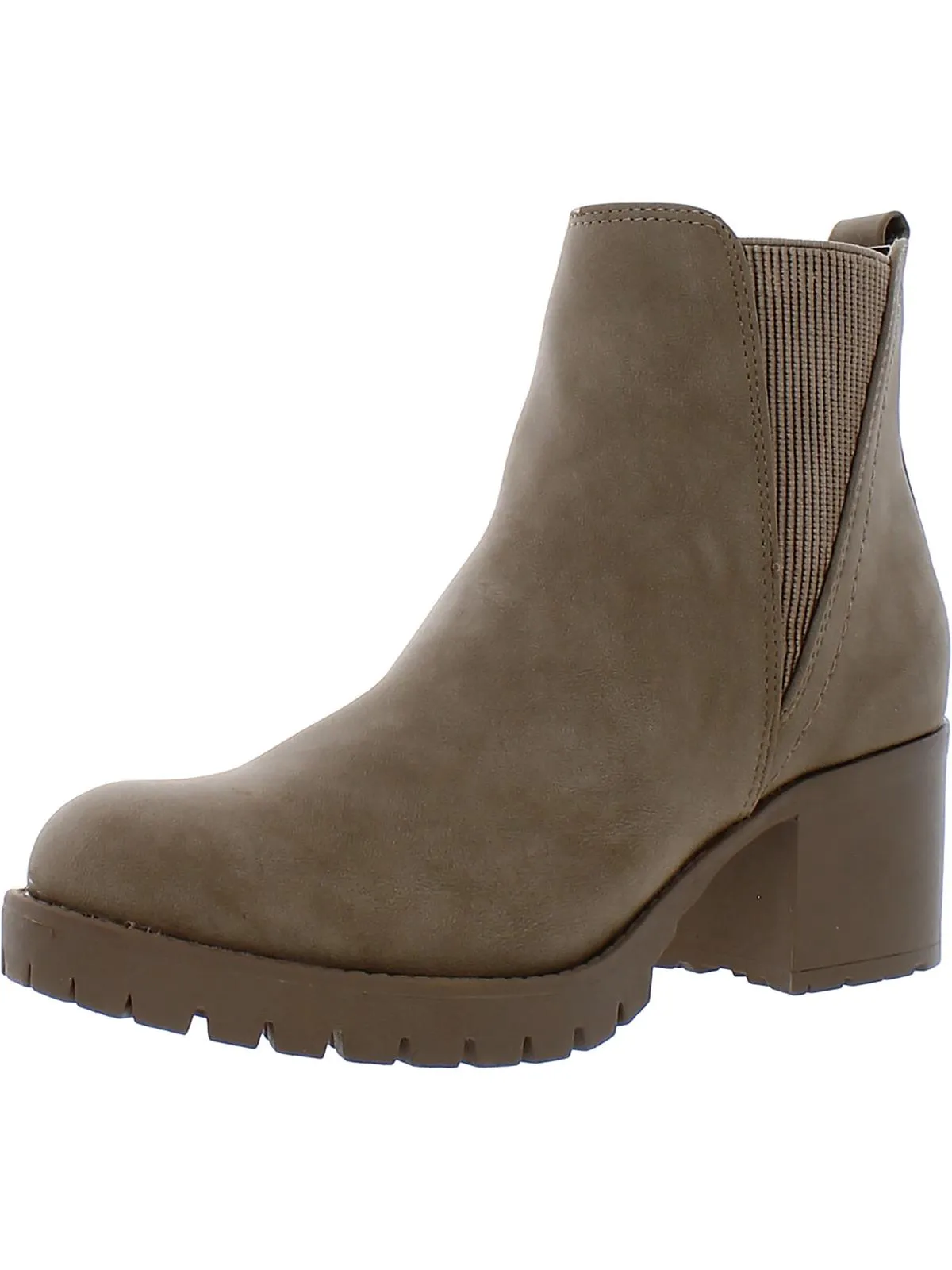 Jody Womens Faux Leather Lug Sole Chelsea Boots