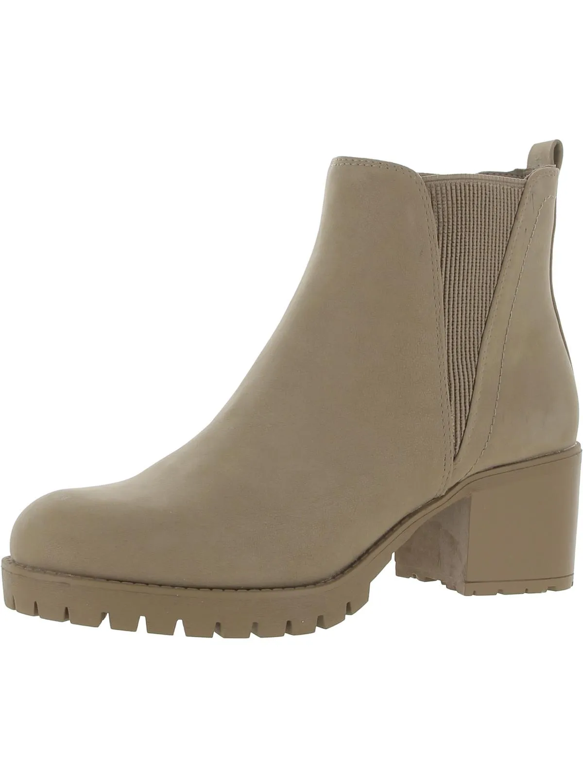 Jody Womens Faux Leather Lug Sole Chelsea Boots
