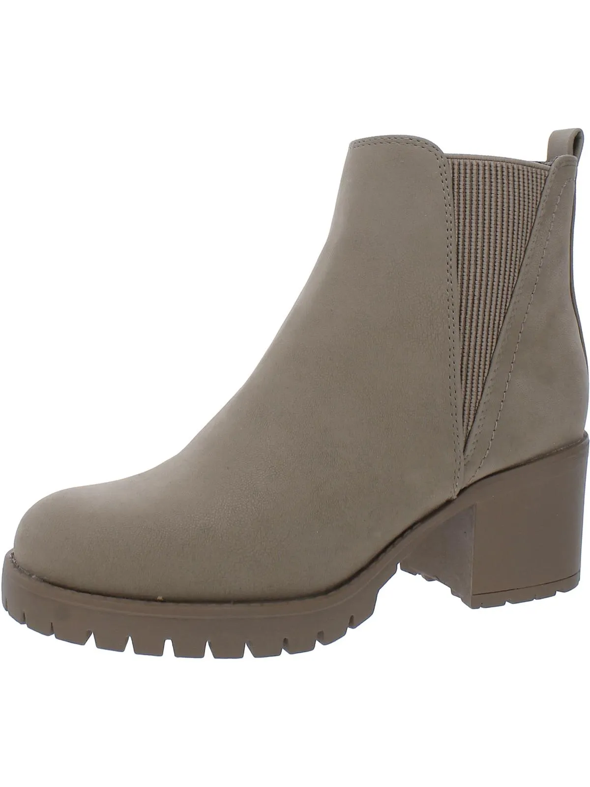 Jody Womens Faux Leather Lug Sole Chelsea Boots