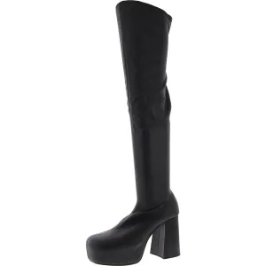 Joelle Womens Faux Leather Solid Knee-High Boots